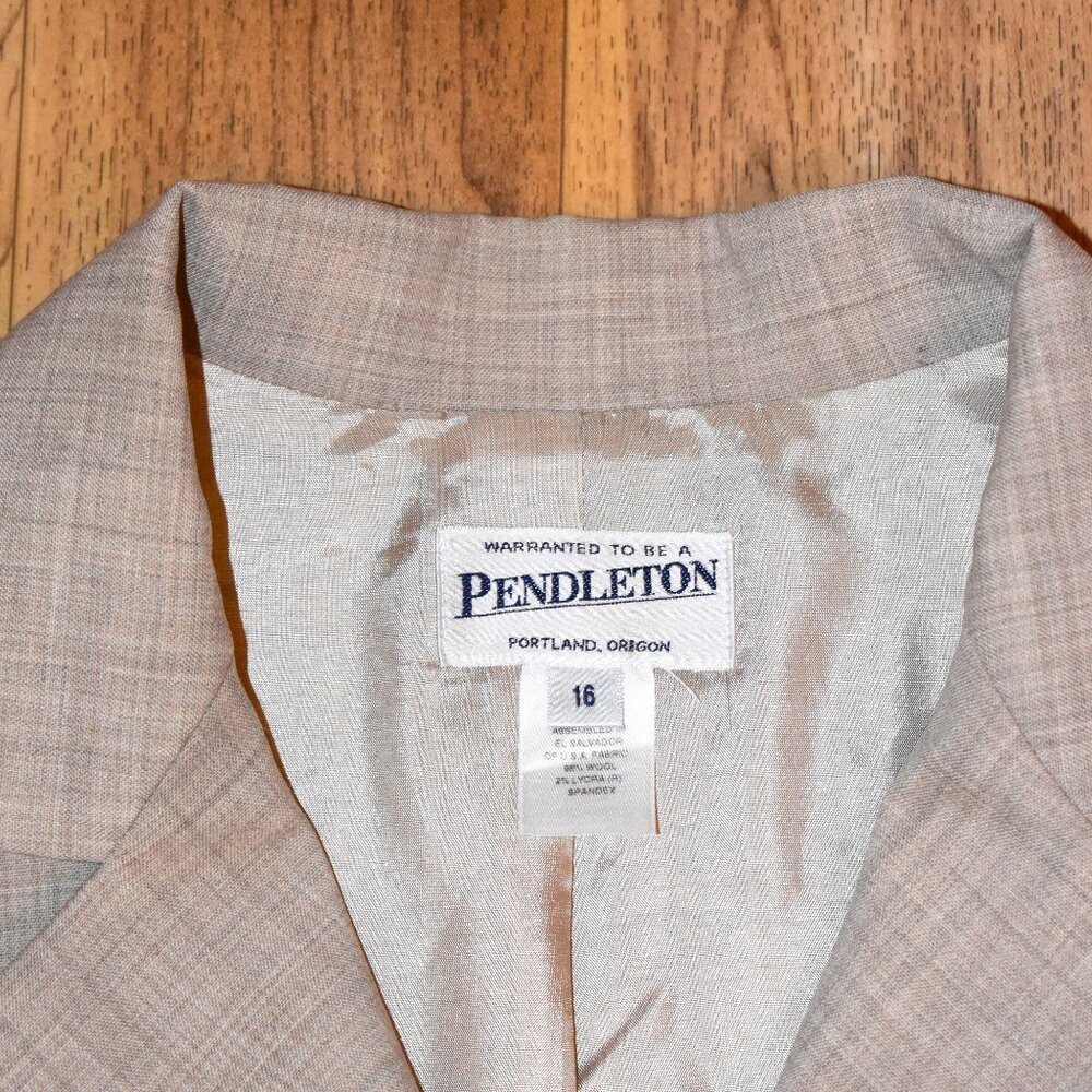 Pendleton Tan Patterned Lined‎ Stretch Wool Blaze… - image 4